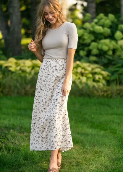 Braylyn Brown Floral Midi Skirt - FINAL SALE - IC Skirts