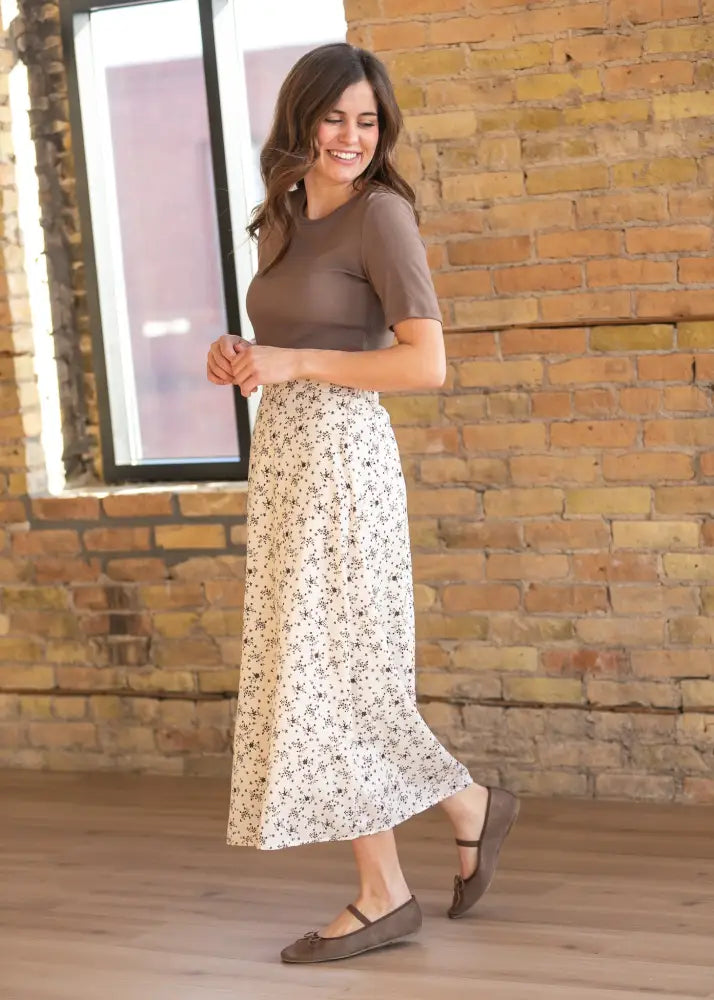 Braylyn Brown Floral Midi Skirt - FINAL SALE - IC Skirts