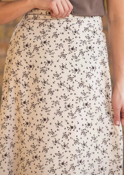 Braylyn Brown Floral Midi Skirt - FINAL SALE - IC Skirts