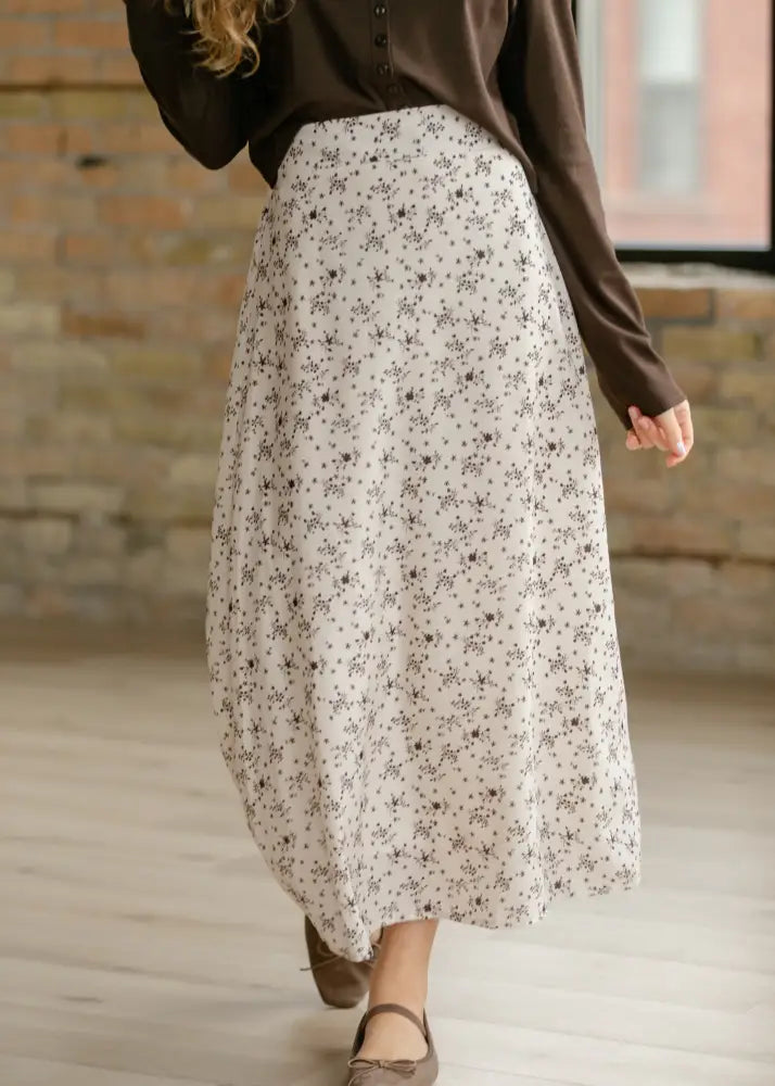 Braylyn Brown Floral Midi Skirt - FINAL SALE - IC Skirts