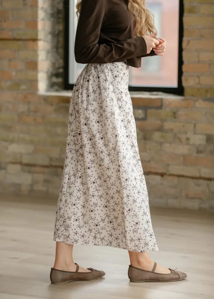 Braylyn Brown Floral Midi Skirt - FINAL SALE - IC Skirts