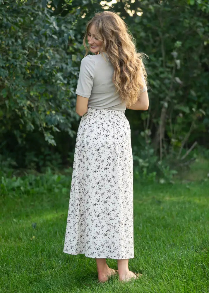 Braylyn Brown Floral Midi Skirt - FINAL SALE - IC Skirts