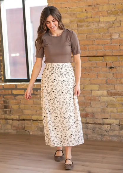 Braylyn Brown Floral Midi Skirt - FINAL SALE - IC Skirts