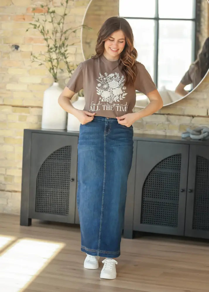 Bria Dark Wash Denim Maxi Skirt - FINAL SALE - 2 - IC Skirts