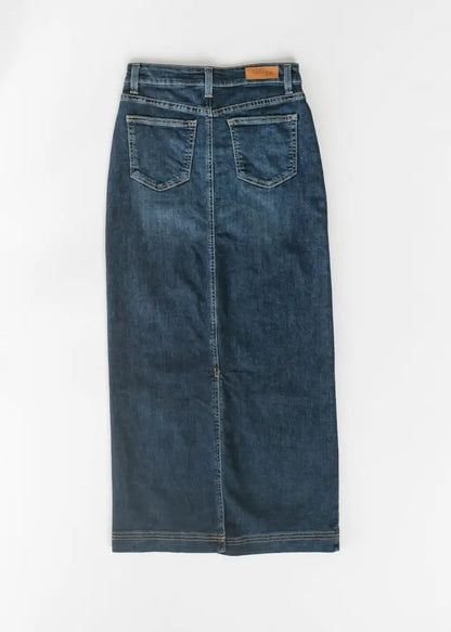 Bria Dark Wash Denim Maxi Skirt - FINAL SALE - IC Skirts