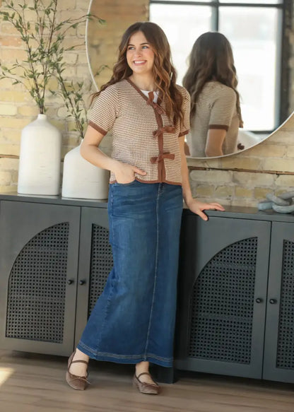 Bria Dark Wash Denim Maxi Skirt - FINAL SALE - IC Skirts