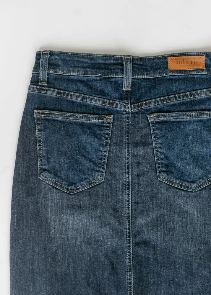 Bria Dark Wash Denim Maxi Skirt - FINAL SALE - IC Skirts
