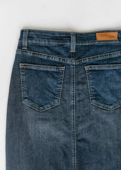 Bria Dark Wash Denim Maxi Skirt - FINAL SALE - IC Skirts