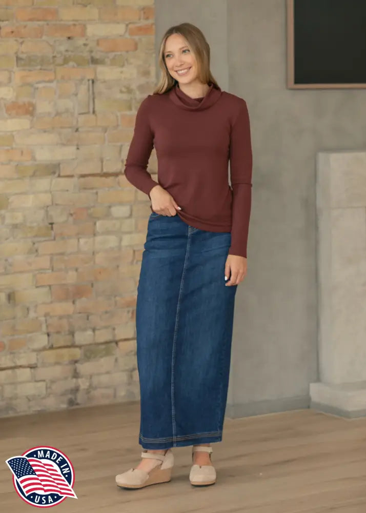 Bria Dark Wash Denim Maxi Skirt - FINAL SALE - IC Skirts