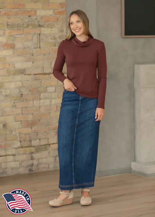 Bria Dark Wash Denim Maxi Skirt - FINAL SALE - IC Skirts