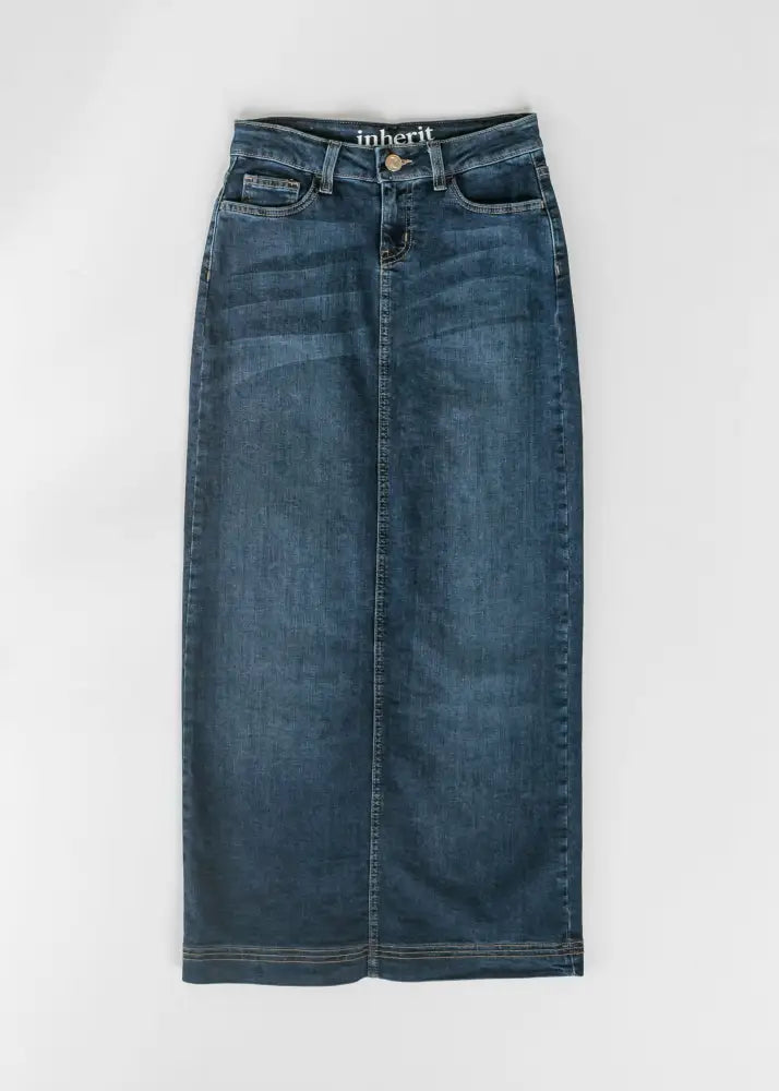 Bria Dark Wash Denim Maxi Skirt - FINAL SALE - IC Skirts
