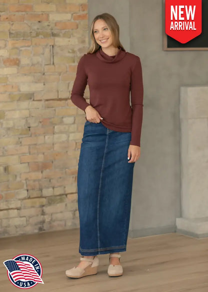 Bria Dark Wash Denim Maxi Skirt - FINAL SALE - IC Skirts