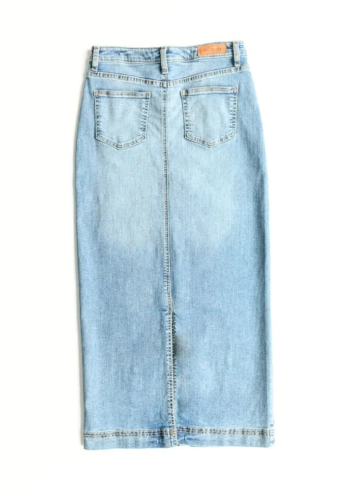 Bria Light Wash Denim Maxi Skirt - IC Skirts
