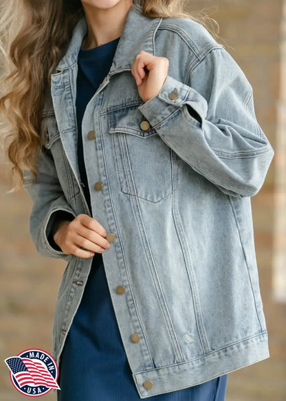 Brinx Light Wash Oversized Denim Jacket - IC Layering Essentials
