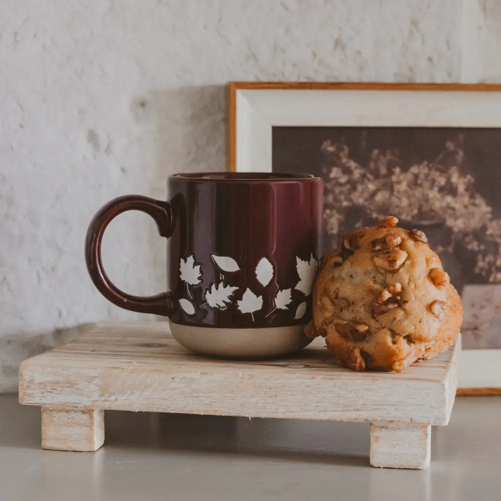 Brown Leaves 14 oz Stoneware Coffee Mug - Coffee Mugs