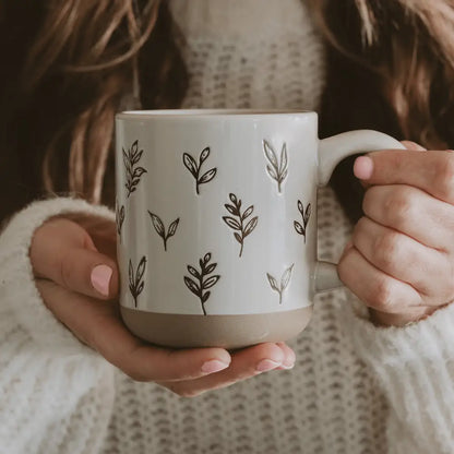 Brown Leaves 14 oz Stoneware Coffee Mug Coffee Mugs