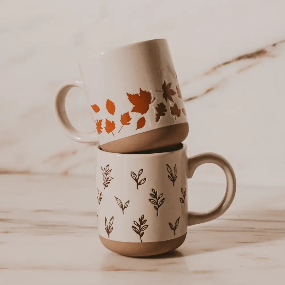Brown Leaves 14 oz Stoneware Coffee Mug Coffee Mugs
