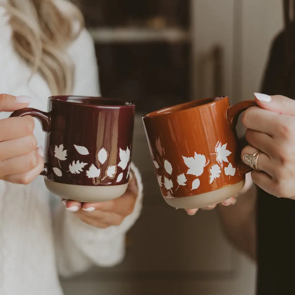 Brown Leaves 14 oz Stoneware Coffee Mug - Coffee Mugs