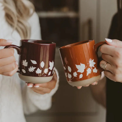 Brown Leaves 14 oz Stoneware Coffee Mug - Coffee Mugs