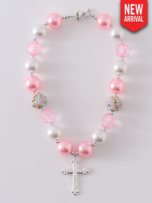 Pink cross Bubblegum Necklace - ACG201323008 - Accessories