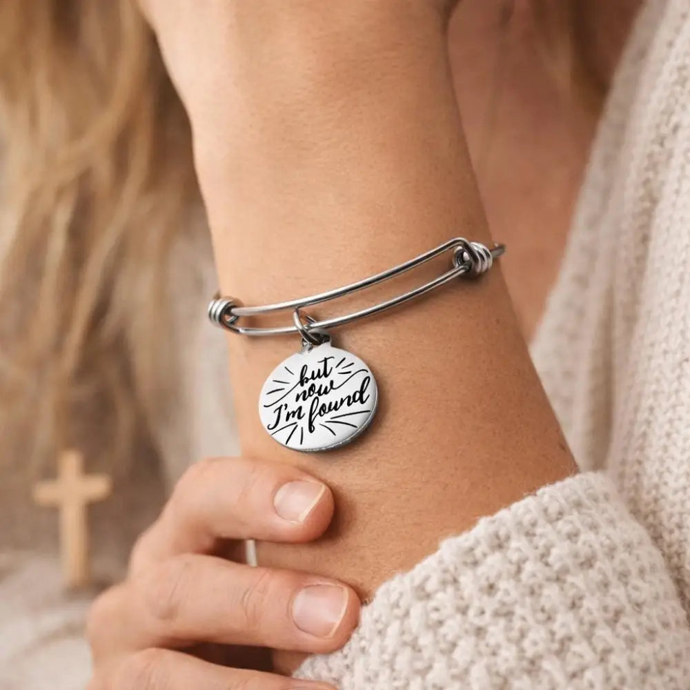 Luke 15 24 But Now I’m Found Bracelet Stainless Steel Faith Bracelet Christian Gift Expanding Bangle Jewelry - Bracelets