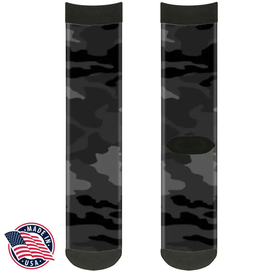 Sock Pair - Polyester - Camo Charcoal - CREW Socks