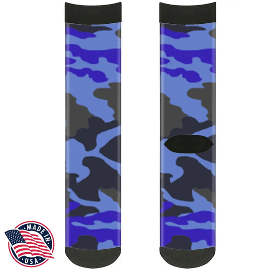 Sock Pair - Polyester - Camo Blue - CREW Socks