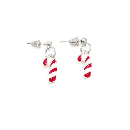Silvertone Christmas Candy Cane Earrings Christmas Gifts Christmas Jewelry Stocking Stuffer Gifts Wife Gift Daughter