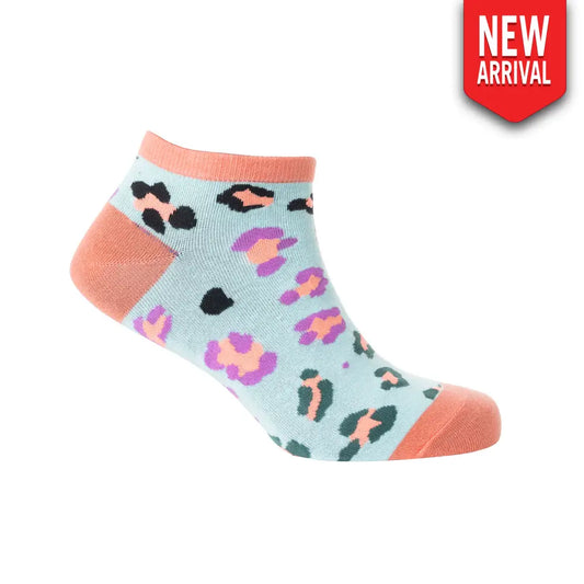 Candy Leopard Lacy Ankle Socks In Sky Blue - Socks