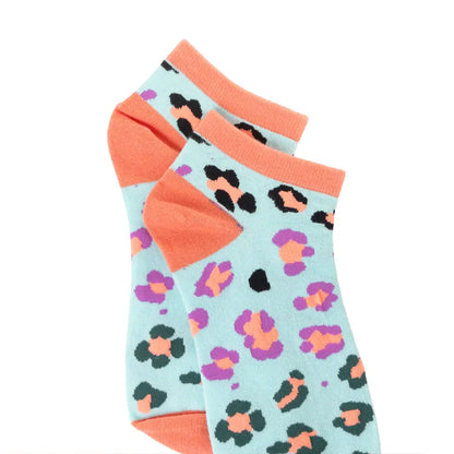 Candy Leopard Lacy Ankle Socks In Sky Blue - Socks