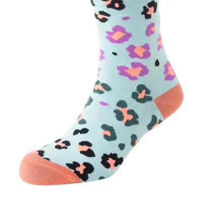 Candy Leopard Lacy Socks In Sky Blue - Socks