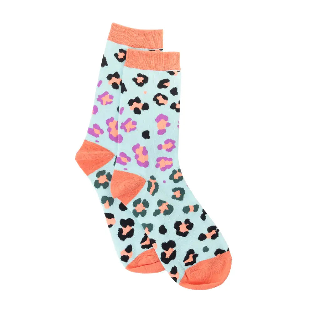 Candy Leopard Lacy Socks In Sky Blue - Socks