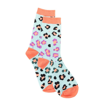 Candy Leopard Lacy Socks In Sky Blue - Socks