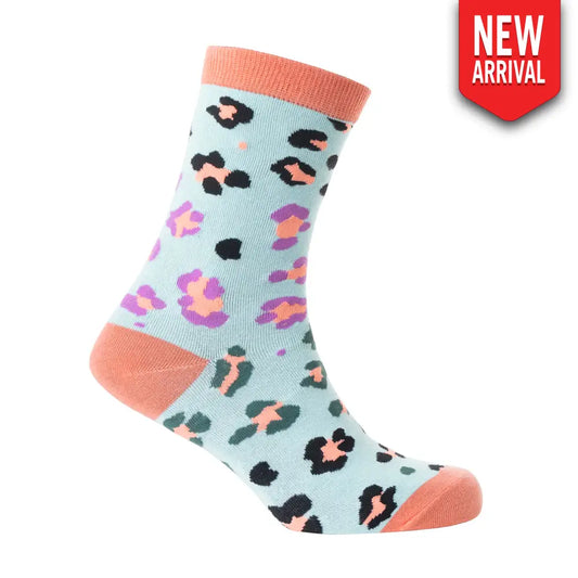 Candy Leopard Lacy Socks In Sky Blue - Socks
