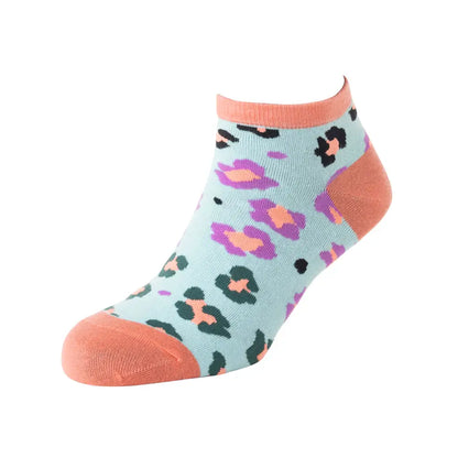 Candy Leopard Lacy Ankle Socks In Sky Blue - Socks