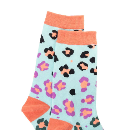 Candy Leopard Lacy Socks In Sky Blue - Socks