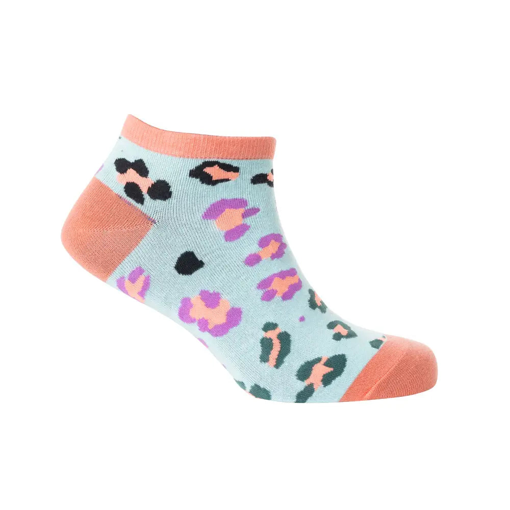 Candy Leopard Lacy Ankle Socks In Sky Blue - Socks