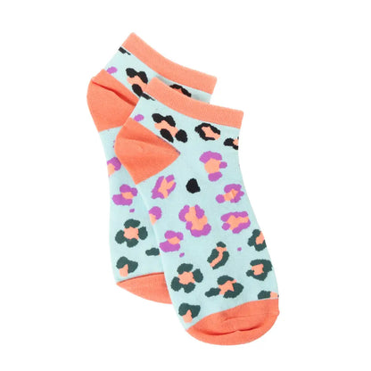 Candy Leopard Lacy Ankle Socks In Sky Blue - Socks