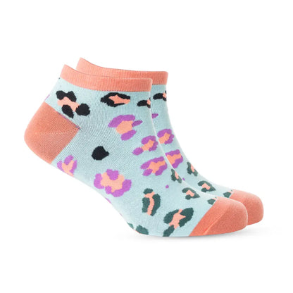 Candy Leopard Lacy Ankle Socks In Sky Blue - Socks