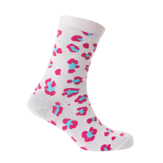Candy Leopard Lacy Socks In Light Pink - Socks