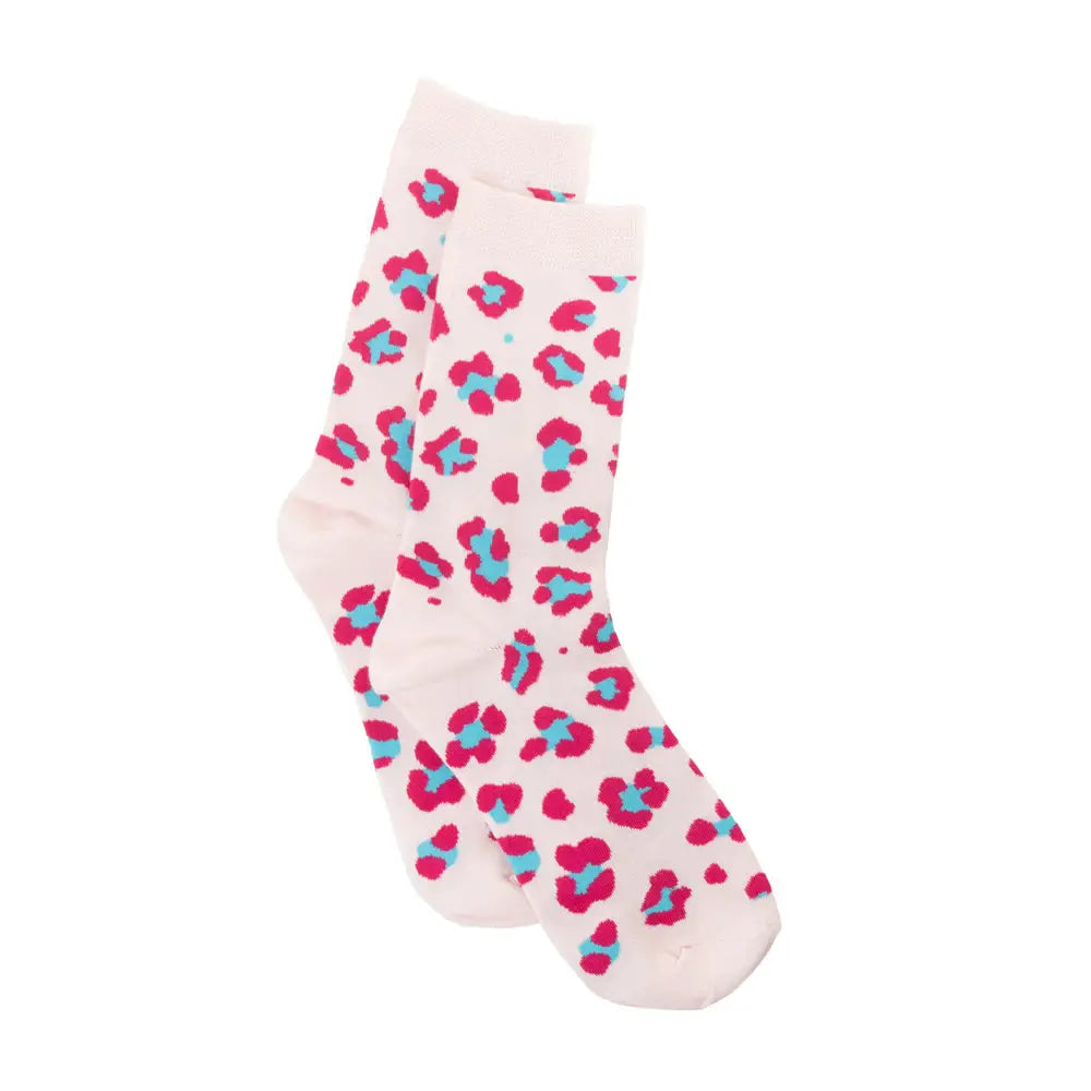 Candy Leopard Lacy Socks In Light Pink - Socks