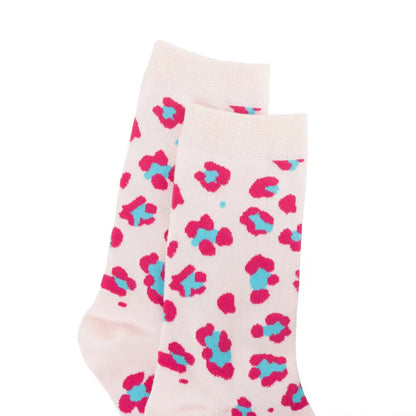 Candy Leopard Lacy Socks In Light Pink - Socks