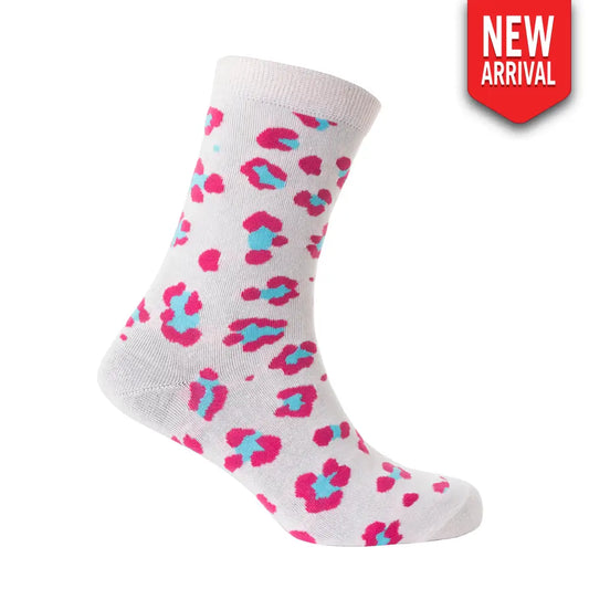 Candy Leopard Lacy Socks In Light Pink - Socks
