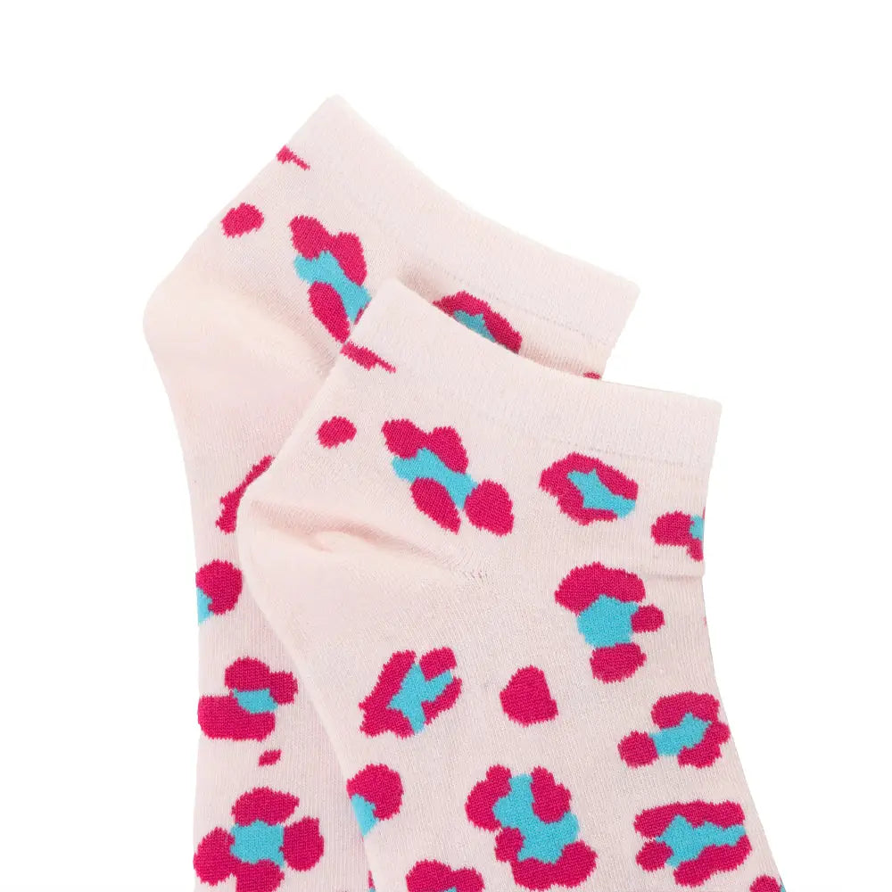Candy Leopard Lacy Ankle Socks In Light Pink - Socks
