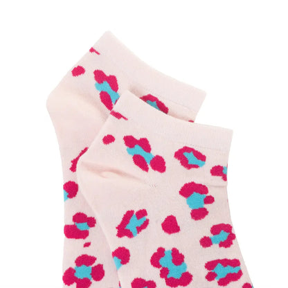 Candy Leopard Lacy Ankle Socks In Light Pink - Socks
