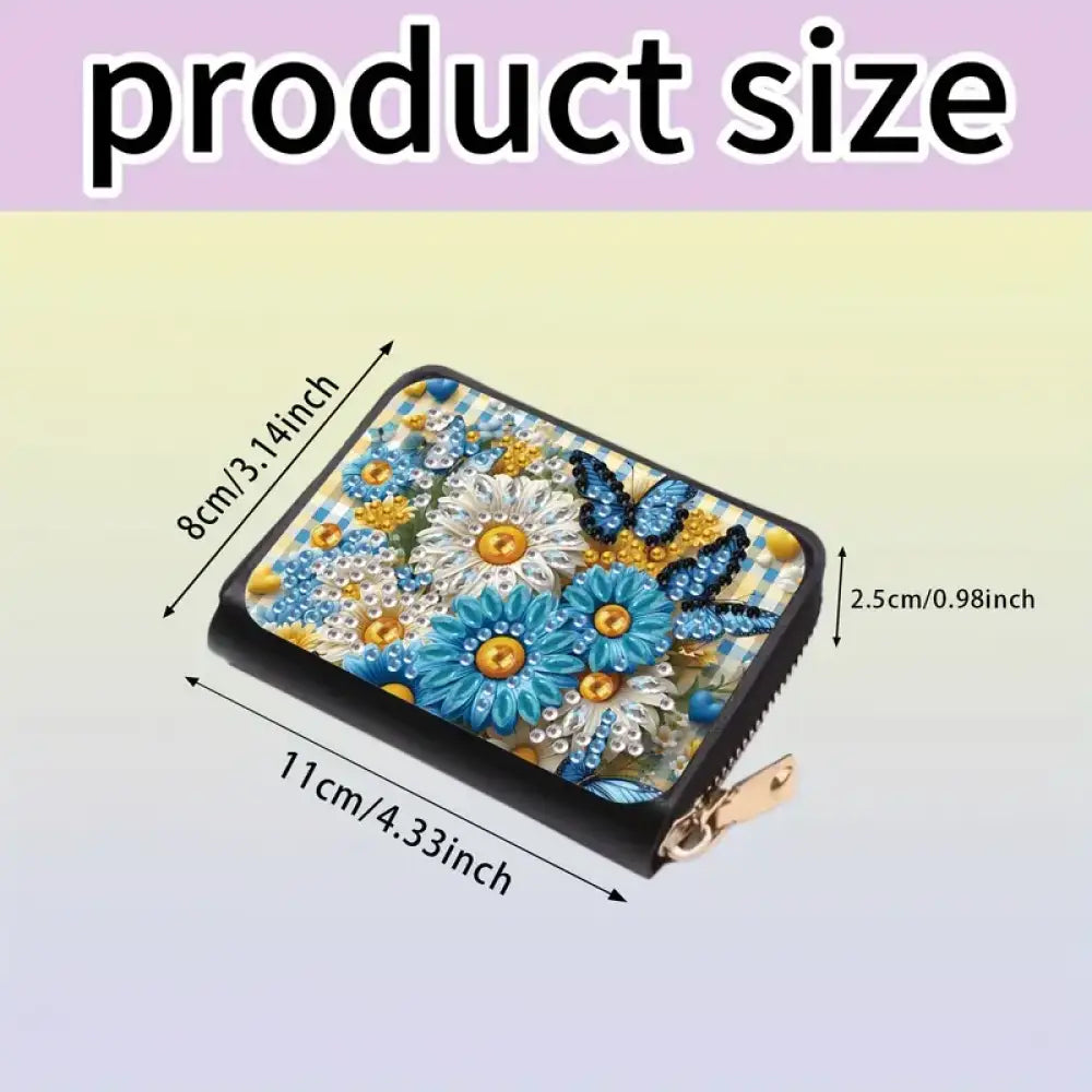 Card Wallet Diamond Painting Kit - Blue Butterfly & Floral - Art & Craft Kits