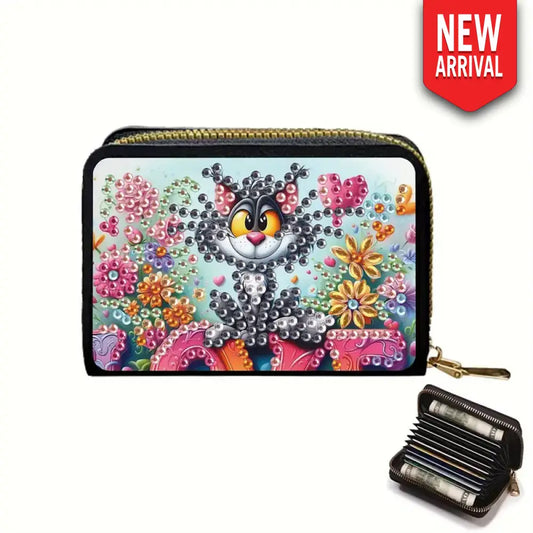 Card Wallet Diamond Painting Kit - Silly Cat - Art & Craft Kits