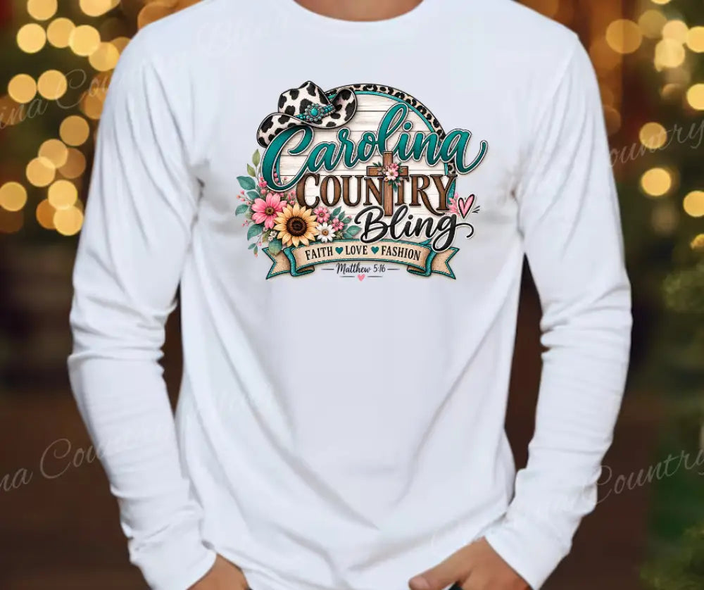 Carolina Country Bling - T-Shirt - Small / Long - Shirt