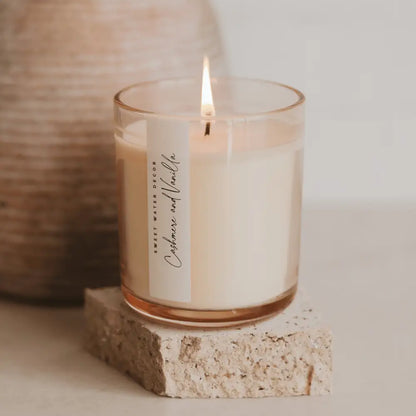 Cashmere and Vanilla Soy Candle - Tinted Glass Jar - 12 oz Candles