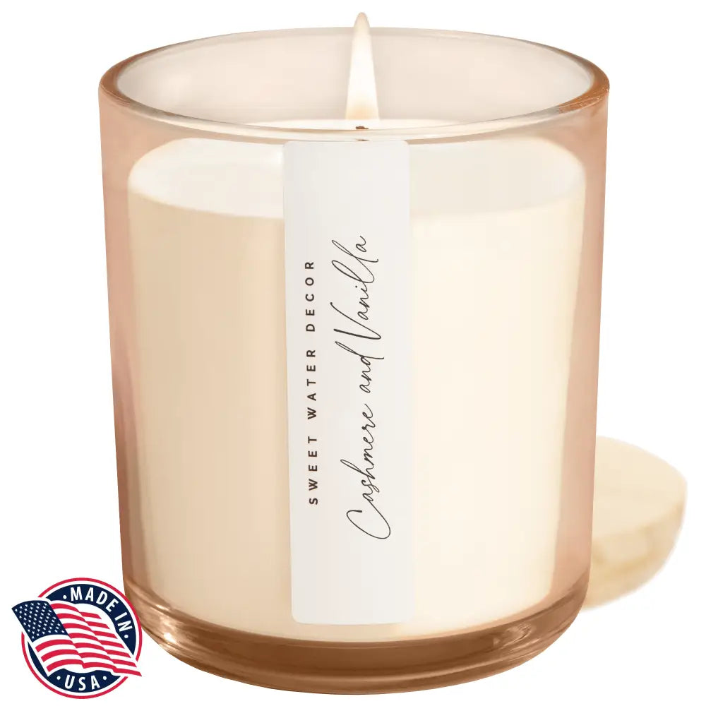 Cashmere and Vanilla Soy Candle - Tinted Glass Jar - 12 oz Candles